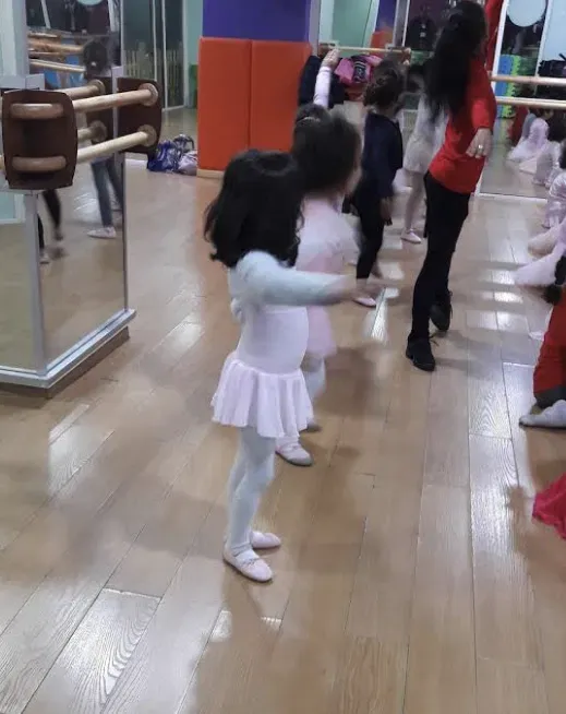 Petites filles en tutu rose à la barre de danse classique